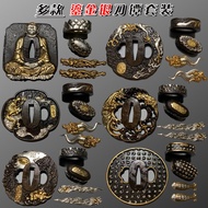 Gilt Silver Japanese Wear Copper Samurai Set.Handle Hat Knife.Handle Ring Cap Handguard Copper Acces