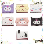 GESH1 Triple Fold Wallets, PU Leather Melody Kuromi Cinnamoroll Coin Purses, Money Pocket Bus ID Hol