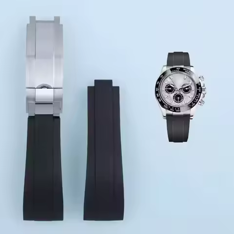 Rubber Short Buckle Watchband for Rolex Daytona Submariner Role OYSTERFLEX Yacht Master Small Wrist 