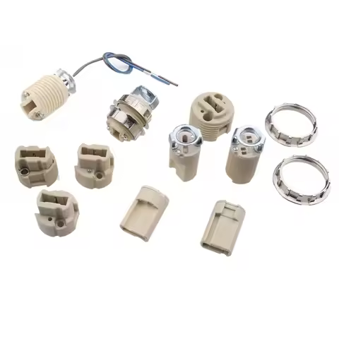 10pcs G9 Ceramic Lamp Holder, White G9 Halogen Light Bulb Base Socket with Ring,G9 Light Base Socket
