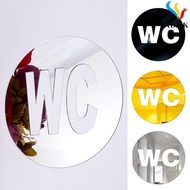 Contemporary 12cm WC Symbol Mirror Acrylic Wall Sticker for Home Bathroom