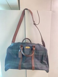 Polo Ralph Lauren Green Plaid Coated Canvas + Genuine Leather Trimmed Vintage 80s Plaid Green / Blue