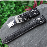 สายคล้องนาฬิกาหนัง22มม. สำหรับสายรัดนาฬิกา IWC กำไลข้อมือนักบินขนาดใหญ่สายรัดข้อมือริ้วอุปกรณ์สายรัด