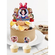 1 Set Snow White and The Seven Dwarfs Birthday Cake Topper Decor,  CupCake Topper,Suitable for Birth