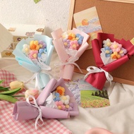 Crochet Mini Flowers Bouquet Creative Wool Knitted Finished Handmade  Product Preserved Fresh Flower