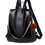 Anti-theft leather backpack 2 in 1