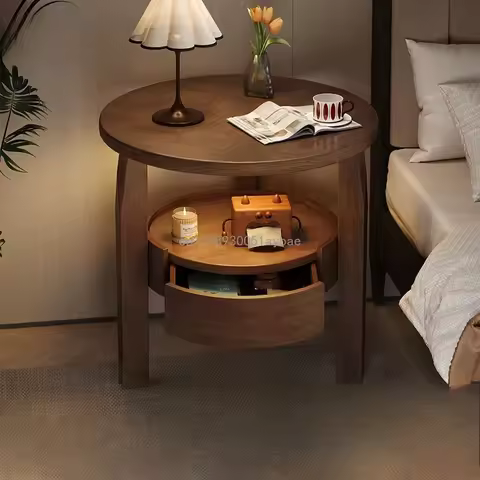 Second-hand Creative Small Apartment Retro Round Storage Bedside Table Night Stands for Bedroom Furn