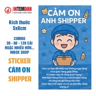 COMBO STICKER Thank You Shipper VINH LIEN Size 8x5cm BLUE
