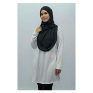 Muslimah White T-shirt Plain Jersey Microfiber Ladies Long Sleeve Sport Tshirt Kosong Baju Putih Sukan Lengan Panjang