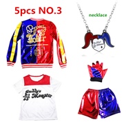 เด็กหญิงทีมฆ่าตัวตาย Harley Quinn ชุดคอสเพลย์ผู้หญิงฮาร์เลย์ควินน์ชุดฮาโลวีนเด็กผู้หญิงชุดโจ๊กเกอร์เ