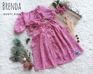 brenda brokat anak perempuan / baju natal anak / baju pesta anak - dusty pink 7 tahun