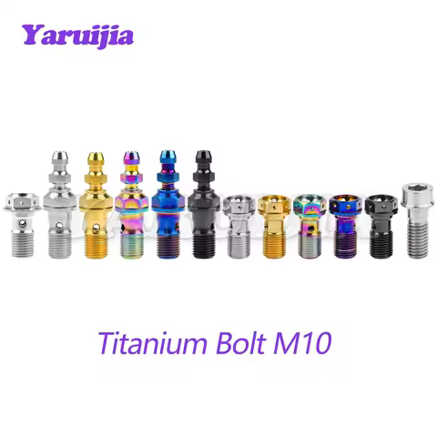 Yaruijia Titanium Bolts M10 Pitch 1.0/1.25/1.5mm Double Single Clutch Slave Cylinder Banjo Bolt with
