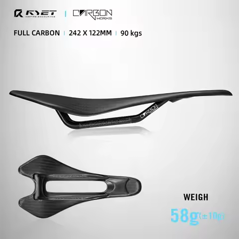 2025 RYET Full Carbon Bike Saddle 3K Weave 58g Oval 6.5x8.5mm 242x122mm for Road MTB Gravel Urban Cy