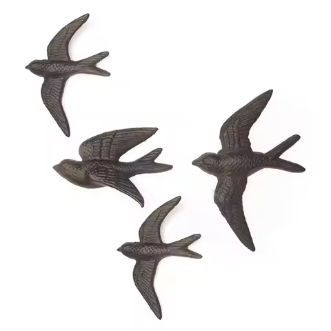 Retro Cast Iron Swallow Cast Iron Ornament Black DIY Decor Cast Iron Swallow Wind Chime Art Statue W