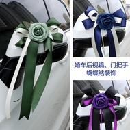 10.7 Wedding Car Rearview Mirror Bow Decoration Retro Color Fleet Garland Wedding Seat Back Flower A