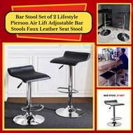 DSS Bar Stool Set of 2 Lifestyle Pierson Air Lift Adjustable Bar Stools Faux Leather Seat Stool