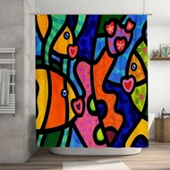 Brightly Colored Abstract Animal Print Shower Curtain Modern Bathroom Decor in Multicolor Size 72 x 