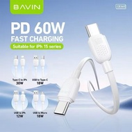 BAVIN CB360 60W Fast Charging Type-C to Type-C Cable 480Mbps Data Transfer for iPh/Micro/Type-C
