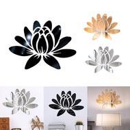 [SL]DIY Decal Home Mural DecorBlooming Lotus Flower Acrylic Mirror Wall Sticker Set