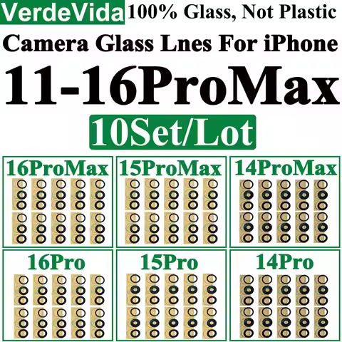 10Set A+ Back Camera Glass Lens for iPhone 13 16 Pro Max 13Mini 14Plus 15Plus 15Pro 16Pro 11Pro 13Pr