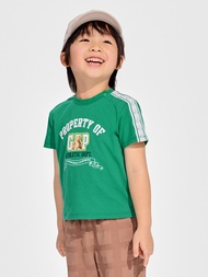 男幼童裝|Logo純棉小熊印花圓領短袖T恤-綠色