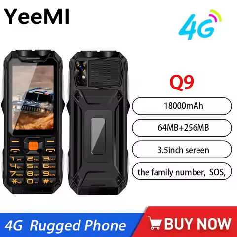YEEMI Q9 GSM 4G Rugged Network Mobile Phone 2 SIM Cards Rugged Bar Cellphone 3.5Inch HD Display Big 