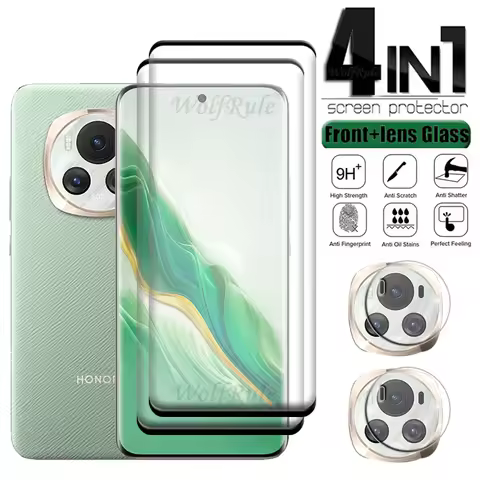 4-in-1 For Honor Magic 6 Glass For Honor Magic 6 Pro Tempered Glass HD 9H Full Curved Screen Protect