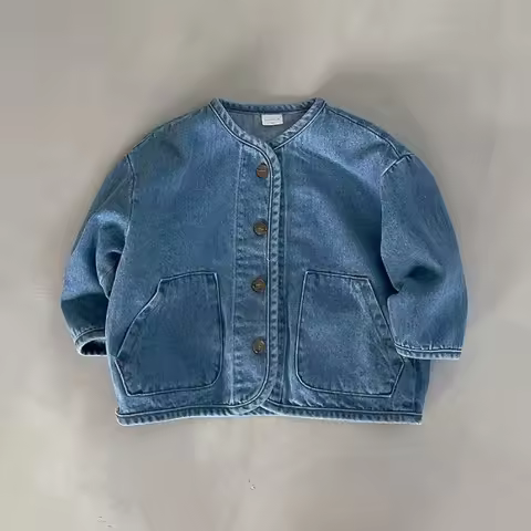 Korean Fashion Baby Boy Girl Cotton Denim Jacket Infant Toddler Child Jean Coat Kid Outwear Casual S