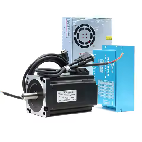 HLTNC CNC Nema34 86mm 4.5N 8.5N 12N Closed Loop Stepper motor Kit + 400W 60V PSU + HBS86H Hybrid Ser