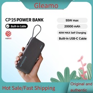 Gleamo CUKTECH  20000mAh 55W Power Bank  with type C cable– PD3.0 Fast Charging Built in Cable Power