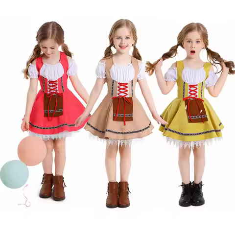 Children's Traditional German Dress Cosplay Costume Beer Girl Dress Augusta Halloween Carnival Party