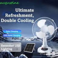 AUGUSTINE Solar Powered Fan, Portable Energy Saving Solar Fan, With Light LED Light Solar Panel 12 I