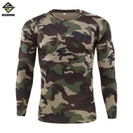 Autumn Men's Clothing Polyester Long-Sleeved Camouflage 3D Printed T-Shirt Camping Mountaineering Hu