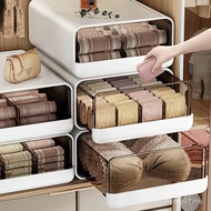 Wardrobe Drawer Storage Box-Underwear Organizer Storage Box Stackable Layered Organizer, Wardrobe Br