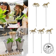 BSUNS Horse Straw Decoration, Metal Horse Stirrer Drink Tool Drink Stirrers, Gifts Water Cup Accessories Horse Shape Metal Horse Straw