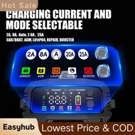 easyhub-my FOXSUR 25A Smart Car Battery Charger 12V/25A 24V/15A Portable Optional Charging Current A