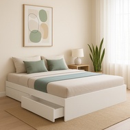 LOFT LIVING CALISTA Queen Size Drawers Bed Base-White