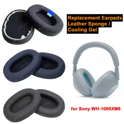 Replacement Earpads for Sony WH-1000XM6 Wireless Headphone PU Leather Sponge / Cooling Gel Memory Fo