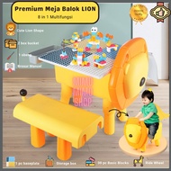 LION BLOCK TABLE CAN BE USED AS LION BIKES - LION BLOCK TABLE AND CHAIR SET | BUILDING BLOCKS TABLE 