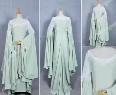 The Lord of the Rings Cosplay Arwen Green Dress Costume custom made
