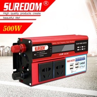 หม้อแปลงไฟฟ้าอัตโนมัติ 500W DC เป็น AC DC 12V เป็น 110V 220V AC 4 USB สําหรับรถยนต์