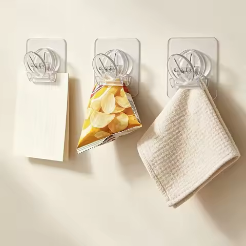 Transparent Self-Adhesive Wall Clips Multi-Purpose Sticky Note Memo Food Bag Sealer Office File Bill