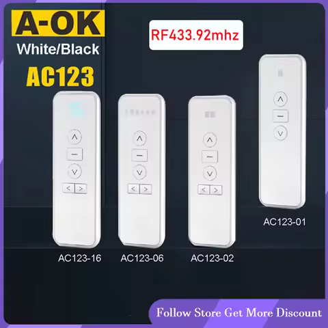 A-OK AC123 1/2/6/16-CH Remote Controller RF433 Wireless Control Transmitter for A-OK Electric Curtia