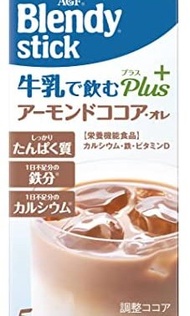 (訂購) 日本製造 AGF Blendy Stick Plus 即沖 杏仁可可牛奶 5 條 (6 盒裝)