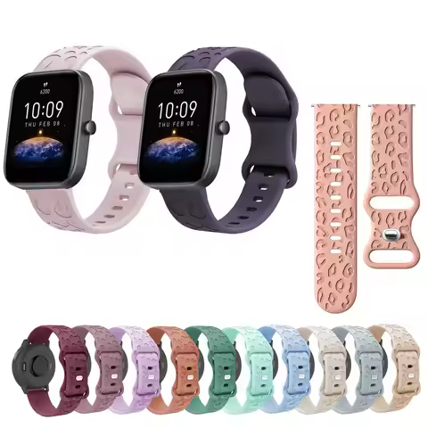 20mm 22mm Silicone Strap For Huami Amazfit Bip6 Bip5 Bip3 Bip 3 5 6 Lite S U Pro Smart Watch Engrave