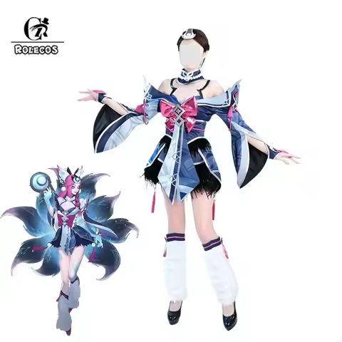 ROLECOS LOL Snow Moon Ahri Cosplay Costume Game LOL Nine Tailed Demon Fox Ahri Outfit Halloween Wome
