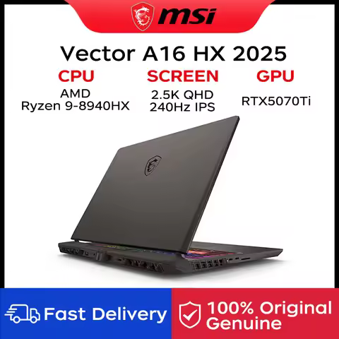 2025 MSI Vector A16 HX Gaming Laptop 16 Inch 2.5K QHD 240Hz IPS Screen Netbook AMD Ryzen R9-8940HX 3