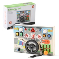Montessori Busy Board Sensory Toys Wooden Steering Wheel Switch Control Board for Children Travel Ac
