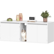 Hzuaneri CB65603X Cat Cabinet for 2 Cats, Cat Litter Box Cabinet, Hidden Cat House with Double Rooms