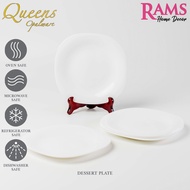 Queens Premium Opal Glass Square Dinner Plate / Soup Plate / Dessert Plate / Pinggan Mangkuk Kaca Se